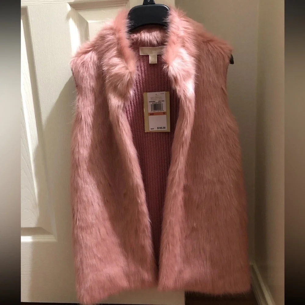 Michael Kors Blush Faux Fur Vest NWT 195.00